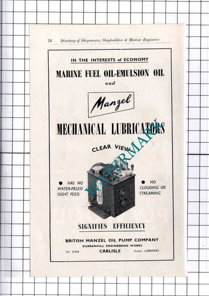 Tyne Timber & Veneers Ltd Wallsend / British Manzel Carlisle ADVERT - c.1957