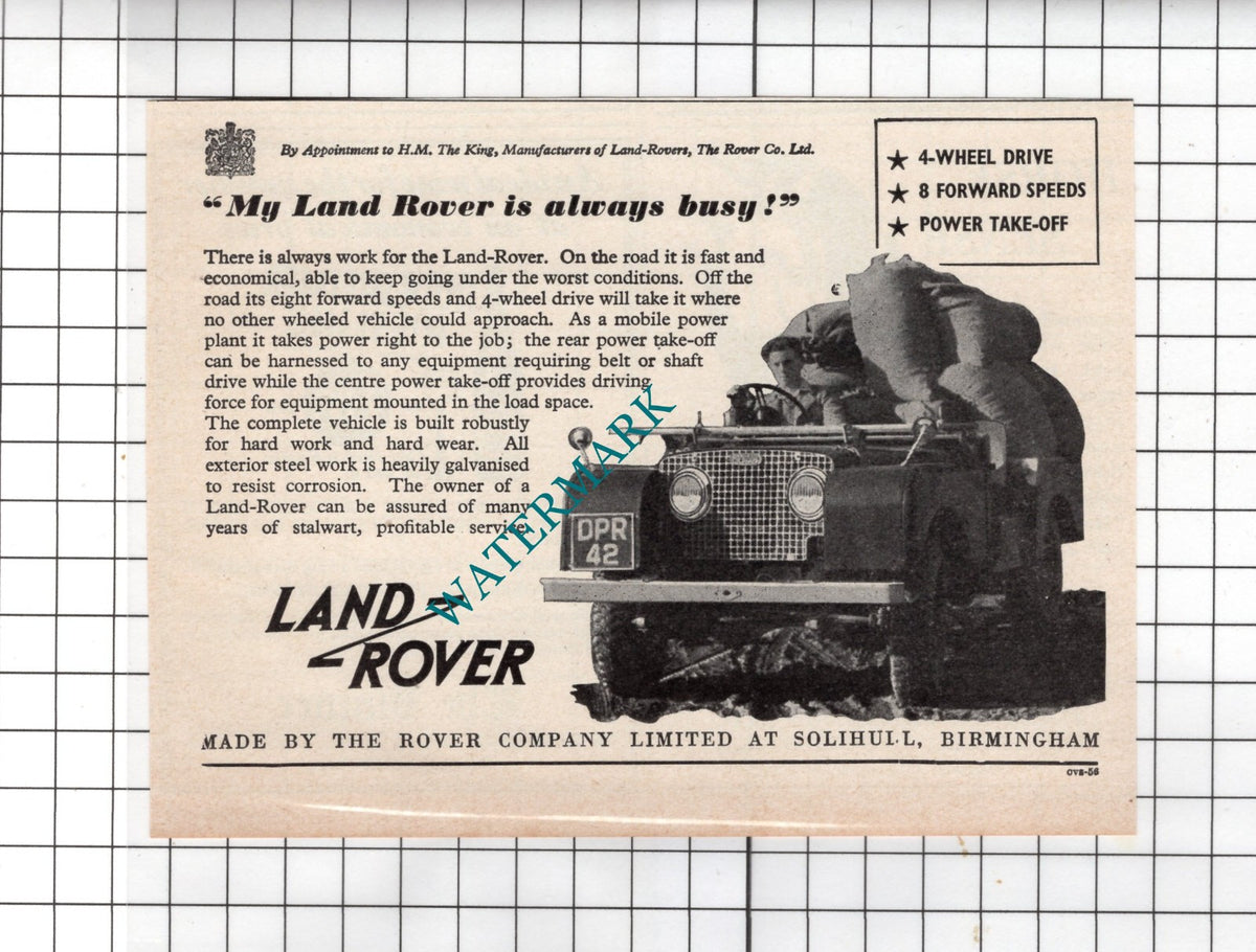 Land-Rover Landrover Rover Company Solihull Birmingham  -  1951 Advert