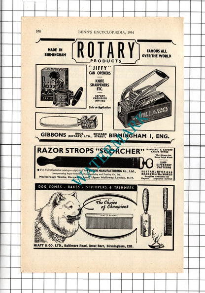 L Murray & Co Cutlery London Gibbons Bros Birmingham Hiatt & Co Ltd- 1954 Advert