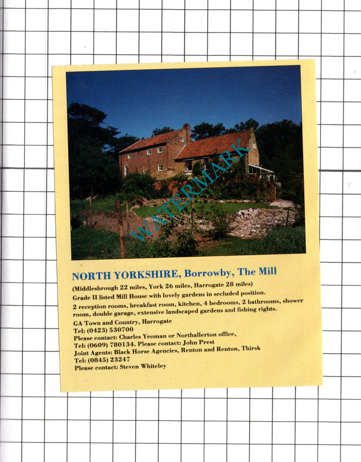 The Mill Borrowby North Yorkshire  House Sale Advert - 1989 Clipping / Print