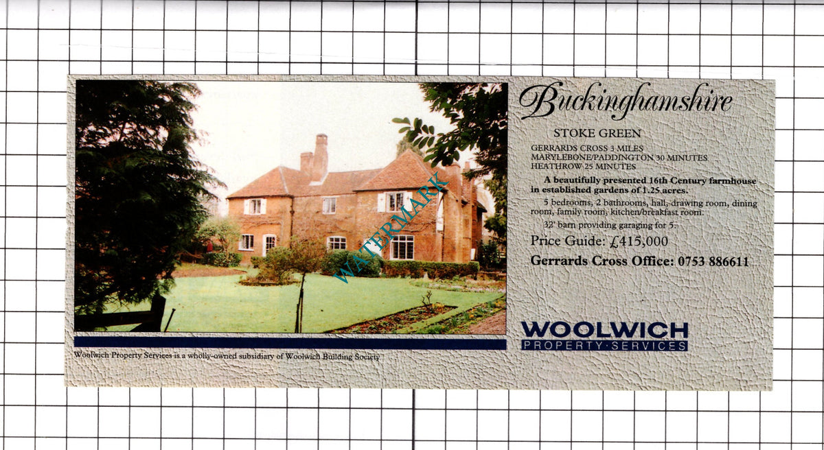 Stoke Green Buckinghamshire House Sale Advert  - 1991 Clipping / Print