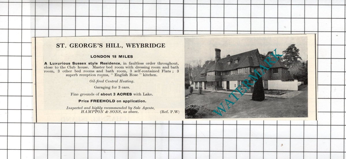 St George's Hill Weybridge Surrey House Sale Advert - 1967