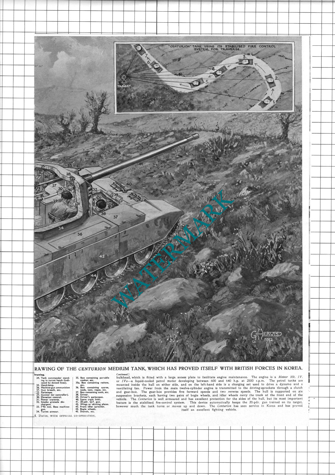 Centurion Medium Tank Korea - 1952 Pullout Print