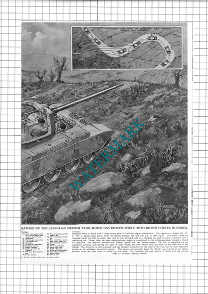 Centurion Medium Tank Korea - 1952 Pullout Print