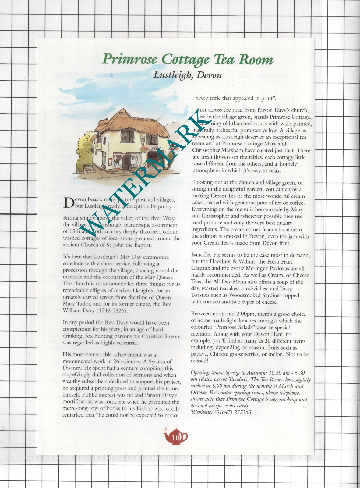 Primrose Cottage Lustleigh Devon Duckery Otterton Desna Greenhow - c.2001 Advert