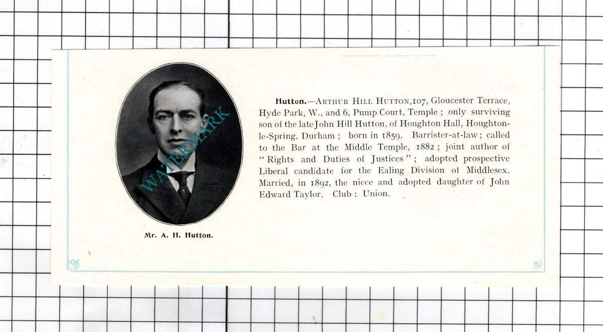 Frederick William Hollams  / Arthur Hill Hutton Houghton Hall  -c.1905 Clipping