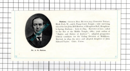 Frederick William Hollams  / Arthur Hill Hutton Houghton Hall  -c.1905 Clipping