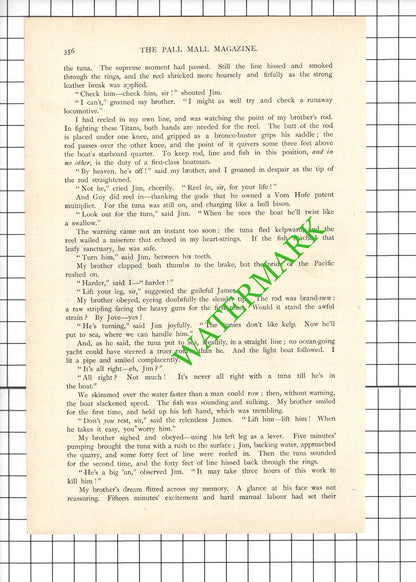 Horace Annesley Vachell Greer Campbell James Gardner Tuna Fishing - 1898 Article