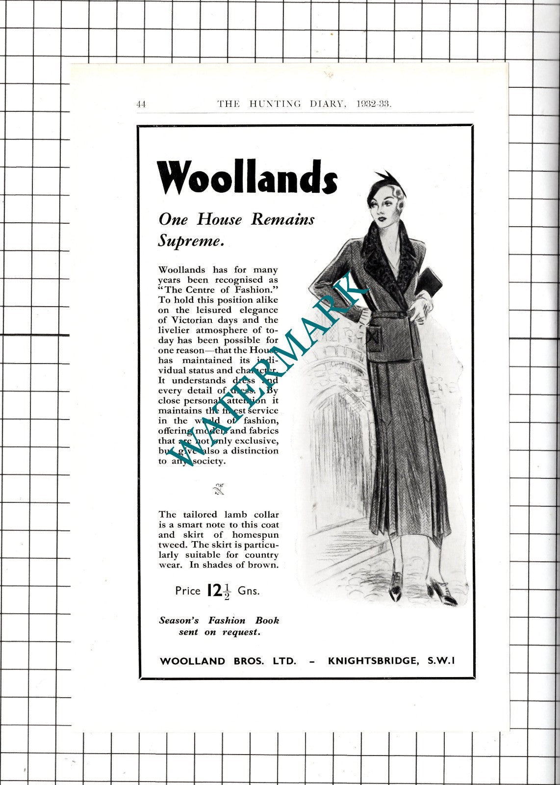 Woollands Woolland Bros Ltd Knightsbridge London -  1932 Advert