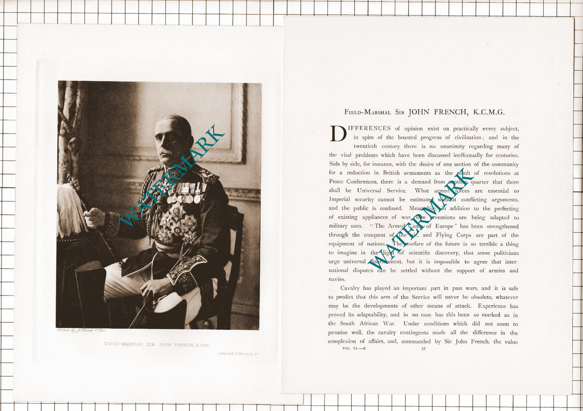 Field Marshal Sir John French  -   1920's Article/ Print