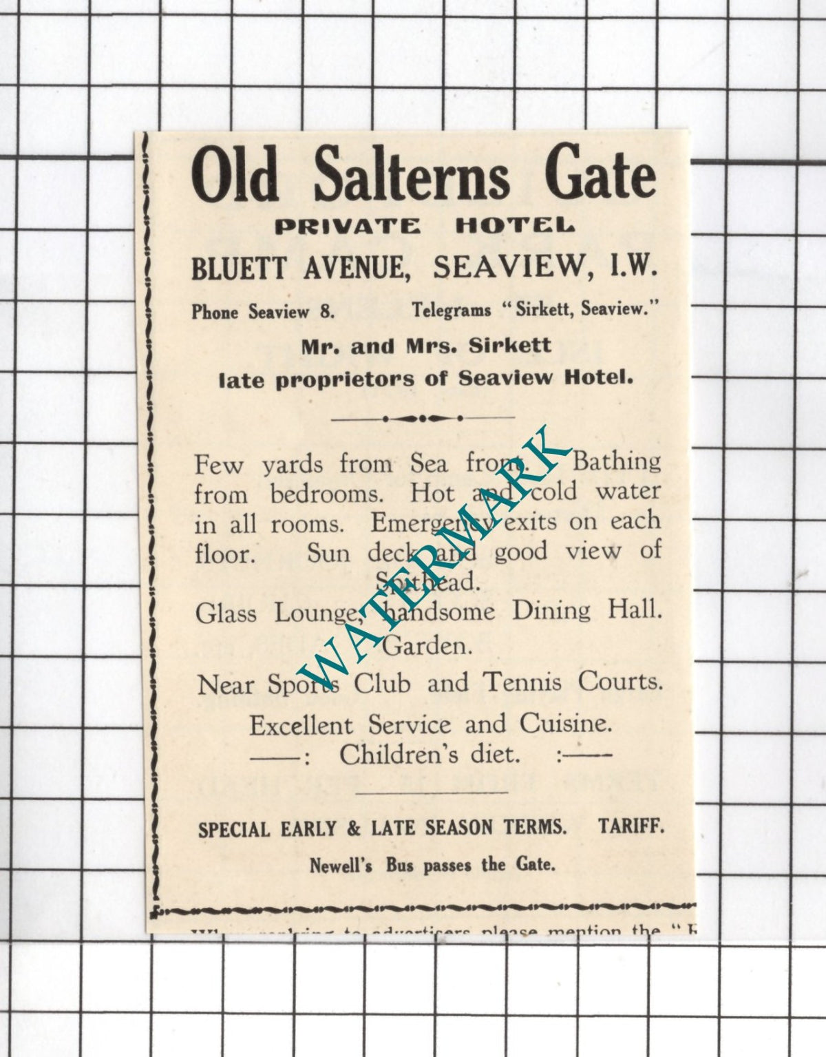 Old Salterns Gate Hotel Seaview Isle Of Wight Sirkett - 1938 Small Advert