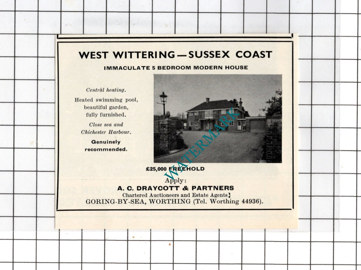 West Wittering Sussex Small House Sale Advert - 1967