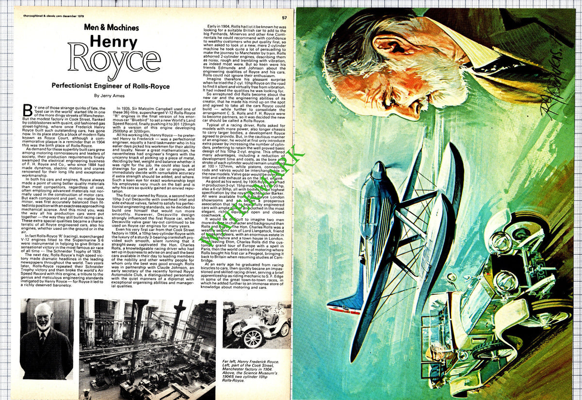 Henry Royce Rolls Royce - 1979 Article / Print