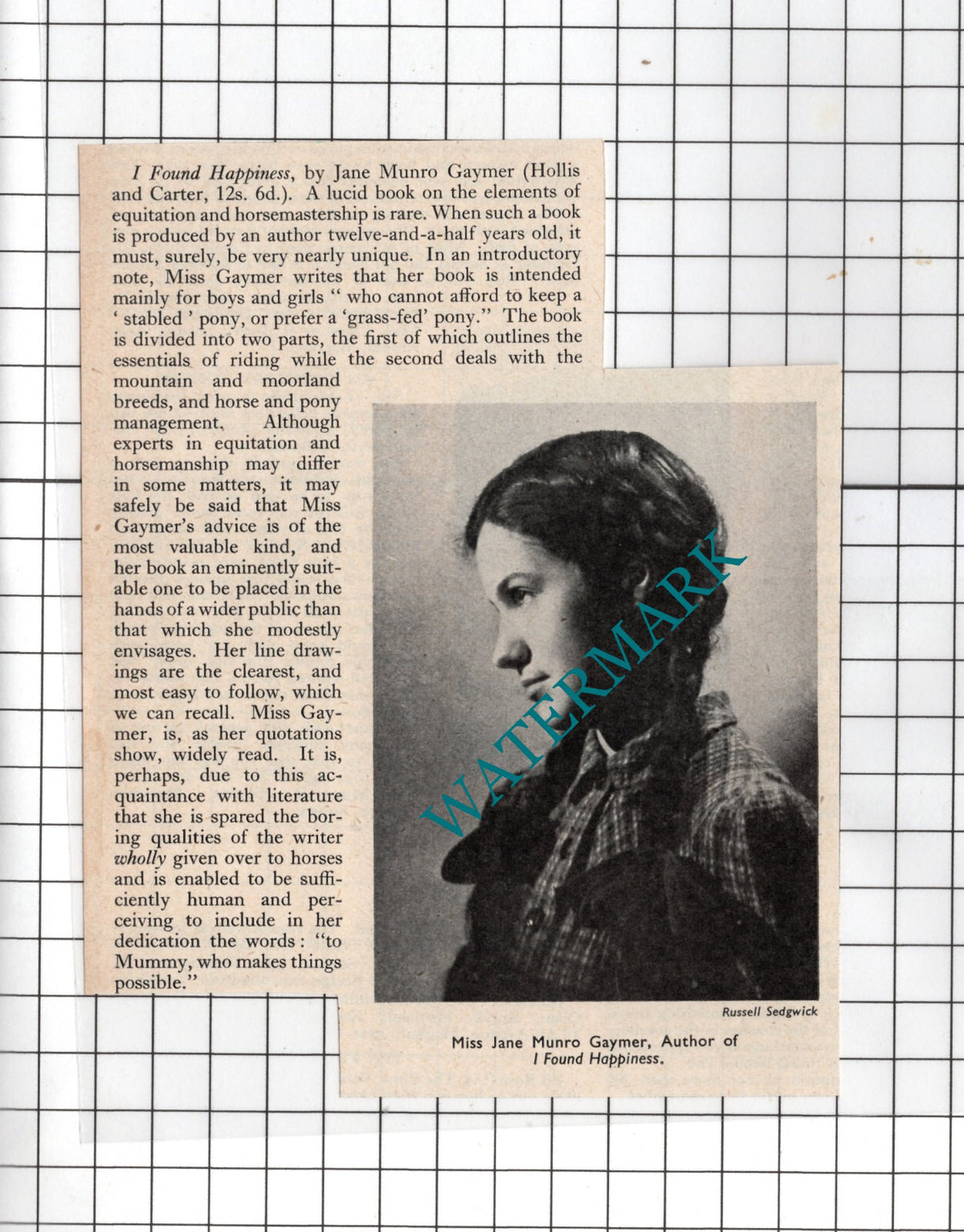 Miss Jane Munro Gaymer Child Author -  1949 Clipping