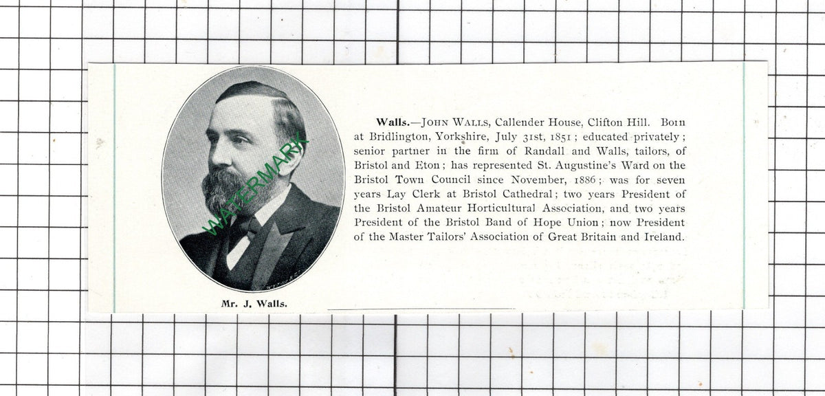 John Walls Callender House Clifton Hill Bristol Bridlington - 1898 Clipping