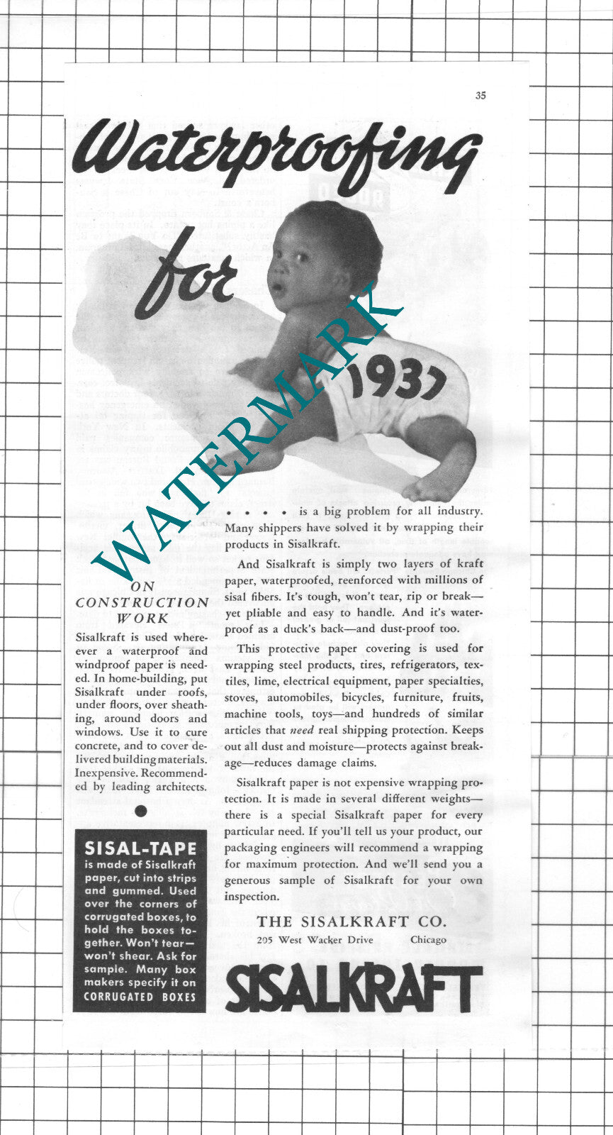 The Sisalkraft Co Chicago USA ADVERT   - 1937 Clipping / Print