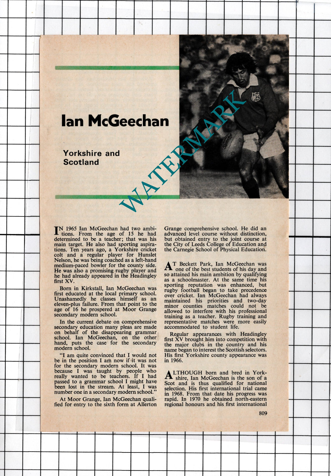 Ian McGeechan Rugby Player  - 1976 Article