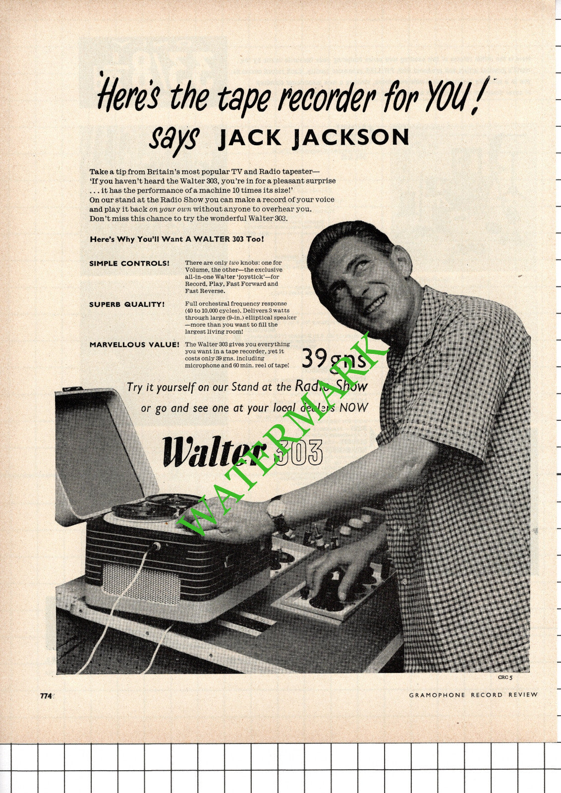 Jack Jackson Walter 303 Advert - 1957 Cutting
