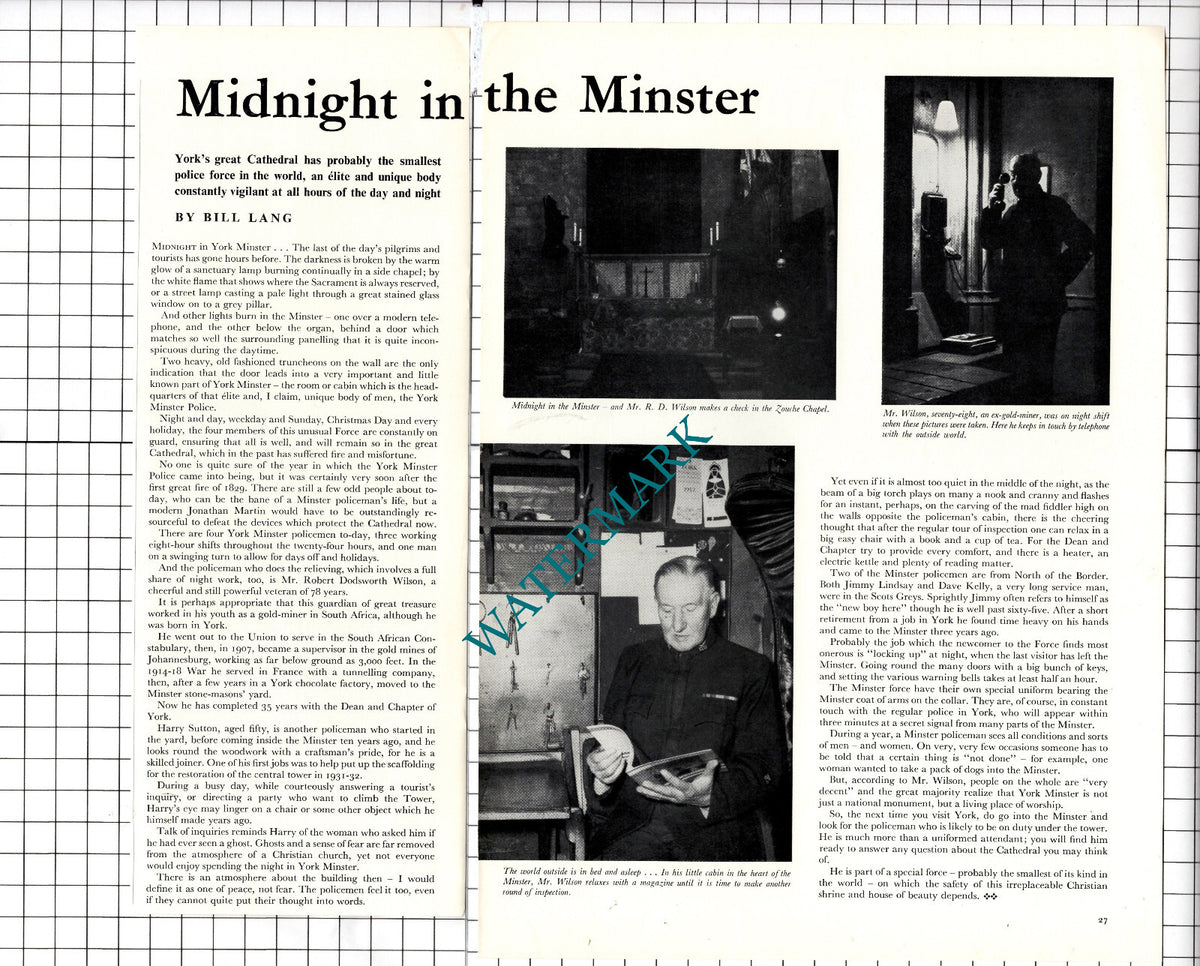 York Minster Police Force Mr Robert Dodsworth Wilson - 1957 Two-Part Clipping