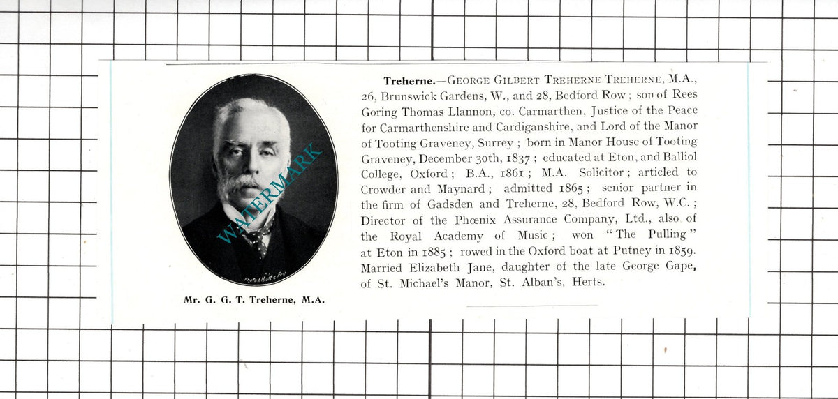 Gerald Phillips Thompson / George Gilbert Treherne Treherne- c.1905 Clipping