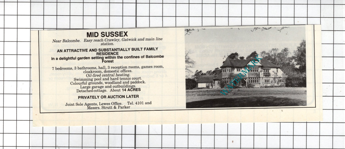 Balcombe Sussex House Sale Advert - 1981 Cutting