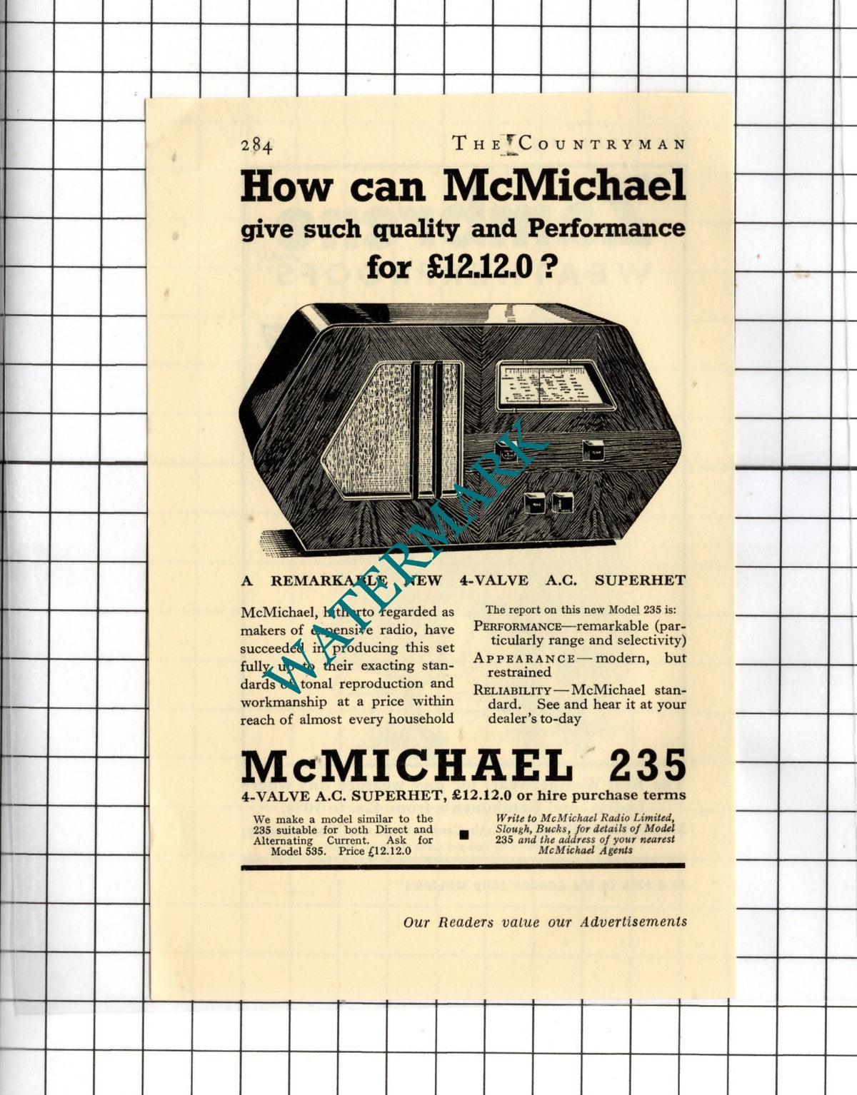 McMichael Radio Small Advert    - 1935 ADVERT