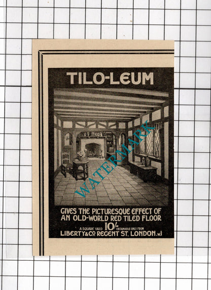 The Old Bleach Linen Co Ireland / Tilo-leum Liberty & Co - 1919 Small Advert