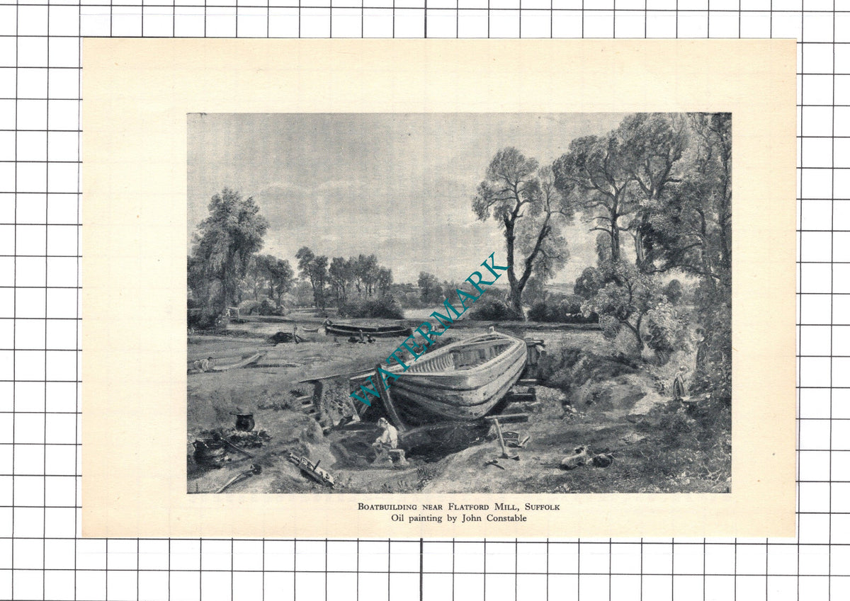 Flatford Mill Suffolk Boatbuilding - c.1945 Clipping / Print