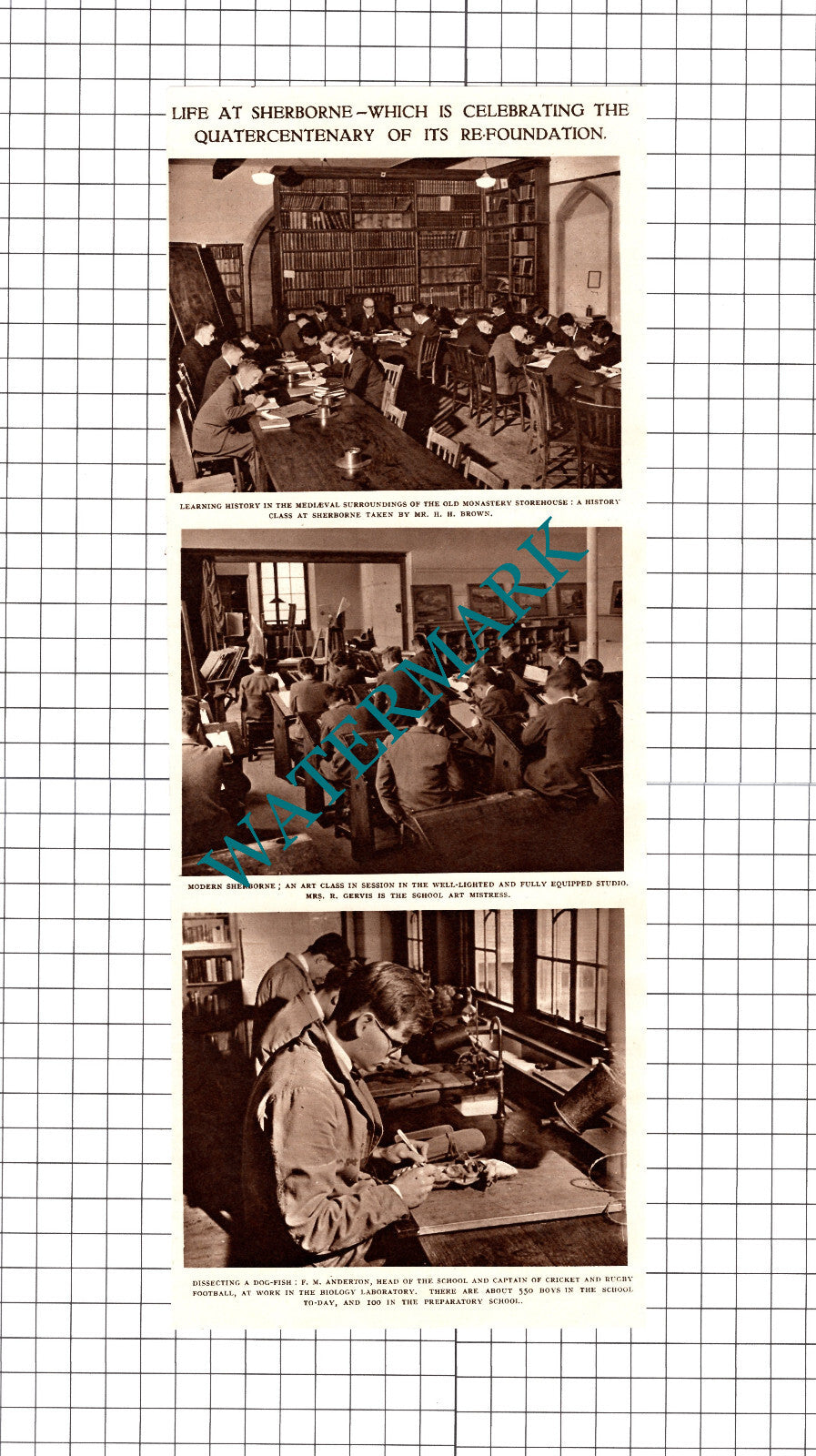 Sherborne School  Mr H H Brown Mrs R Gervis Anderton - 1950 Cutting / Print