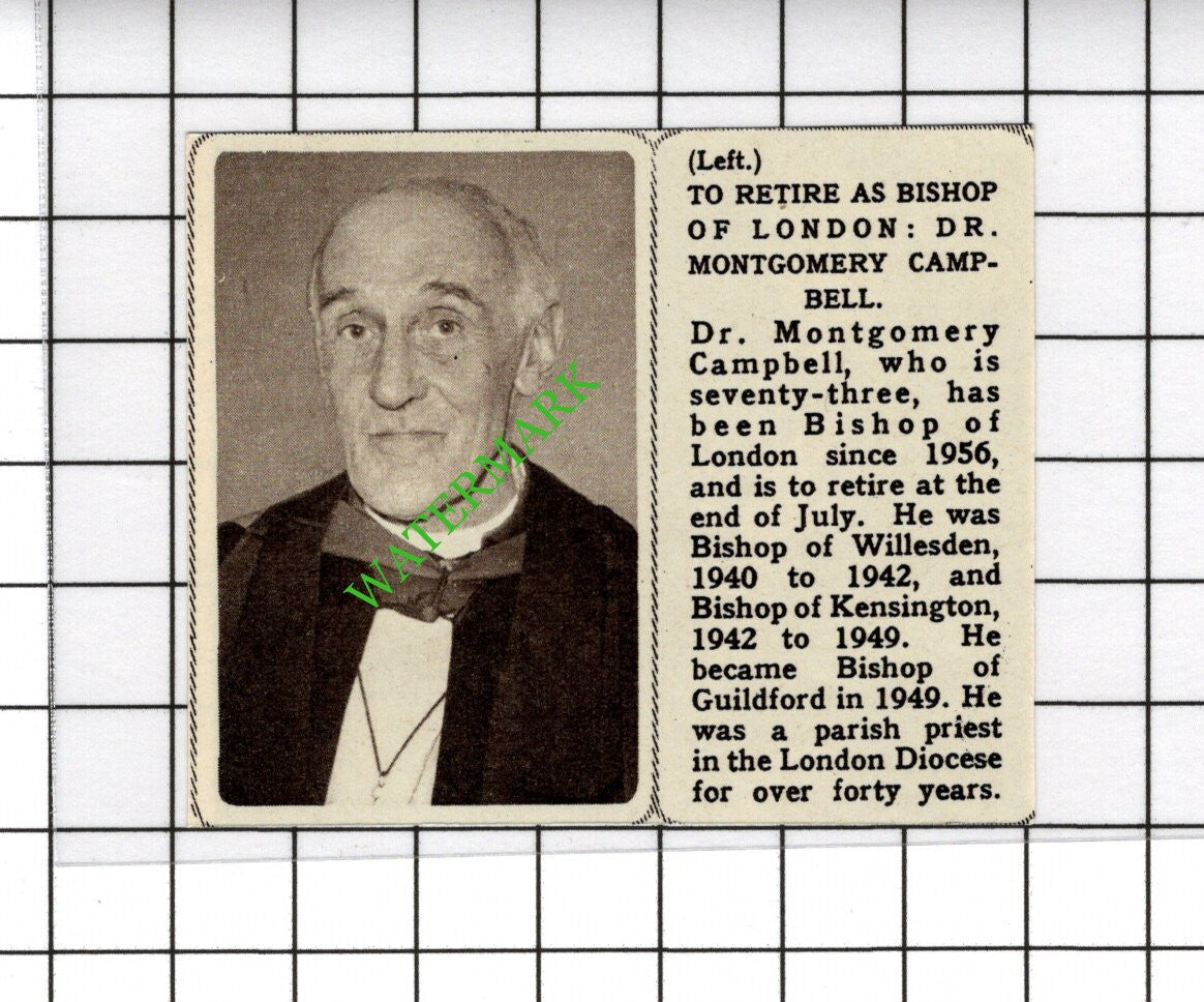 Dr Montgomery Campbell Bishop Of London  - 1961 SMALL Cutting