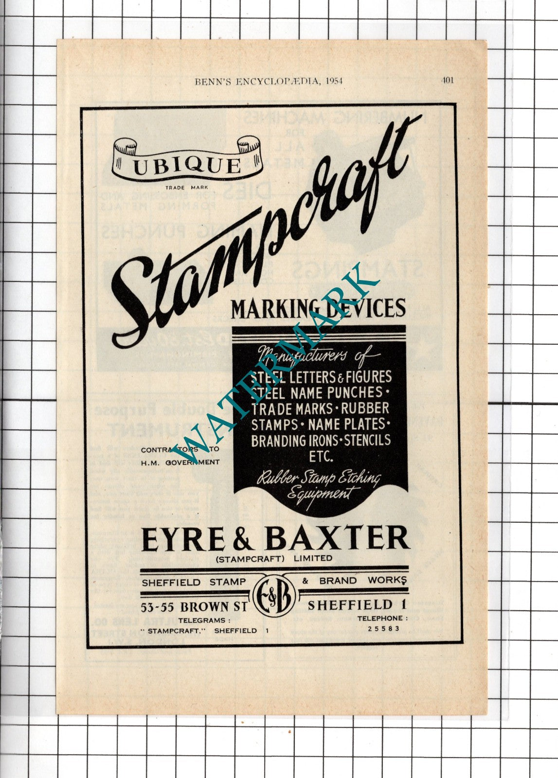 Eyre & Baxter Stampcraft Ltd Sheffield / H B Sale Ltd Birmingham - 1954 Advert