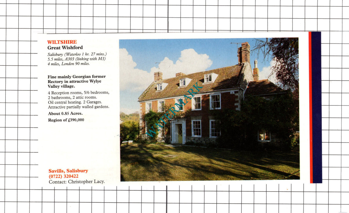 Great Wishford Wiltshire / Poslingford Clare Suffolk House Sale - 1991 Advert