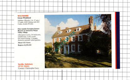 Great Wishford Wiltshire / Poslingford Clare Suffolk House Sale - 1991 Advert