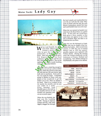 Motor Yacht TOM TIT Ron Tomlinson / LADY GAY Lord Dunhill - 1980's Cutting