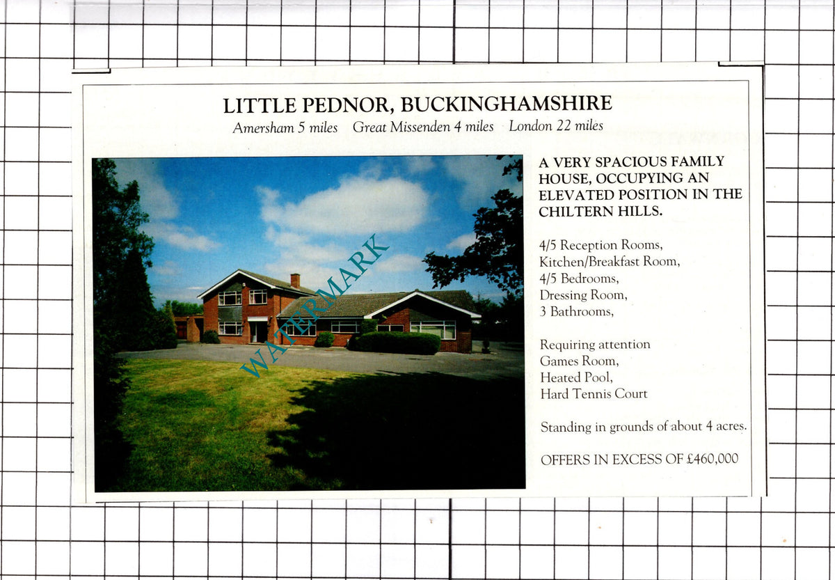 Little Pednor Buckinghamshire House Sale Advert  - 1991 Clipping / Print