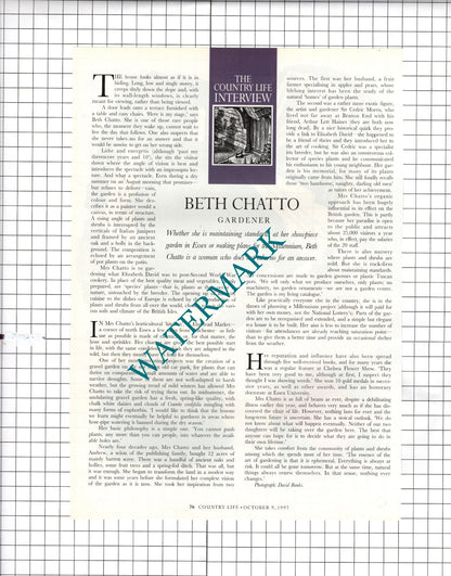 Beth Chatto Gardener  - 1997 Article
