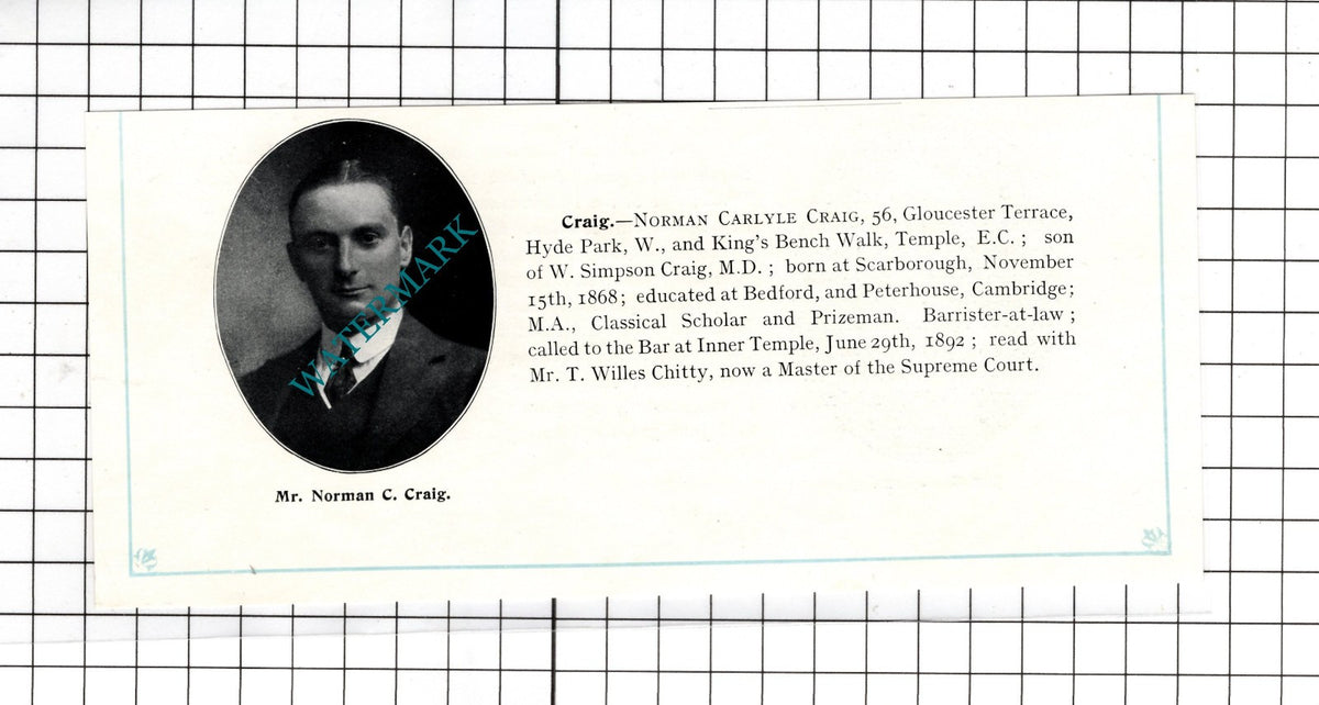 Charles Edward Cree / Norman Carlyle Craig Scarborough -  c.1905 Clipping