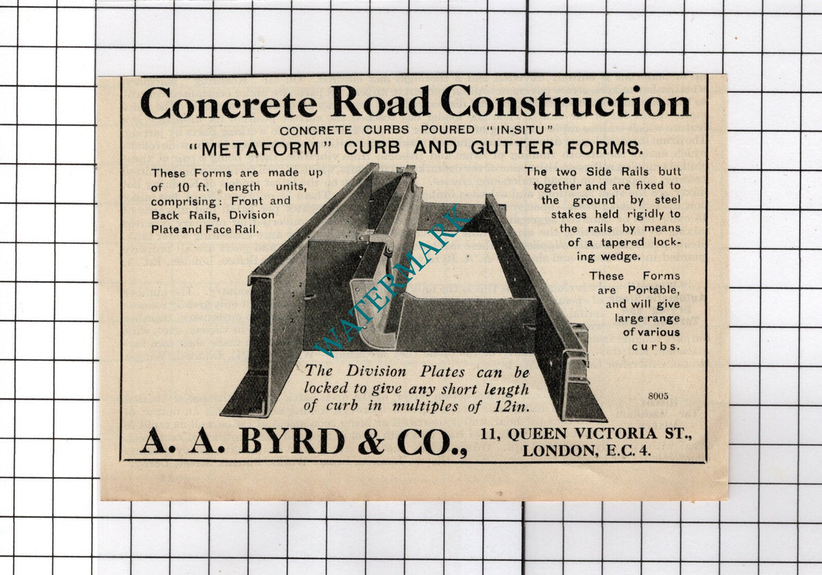 A A Byrd & Co London Concrete Road Construction  - 1927 Small Advert