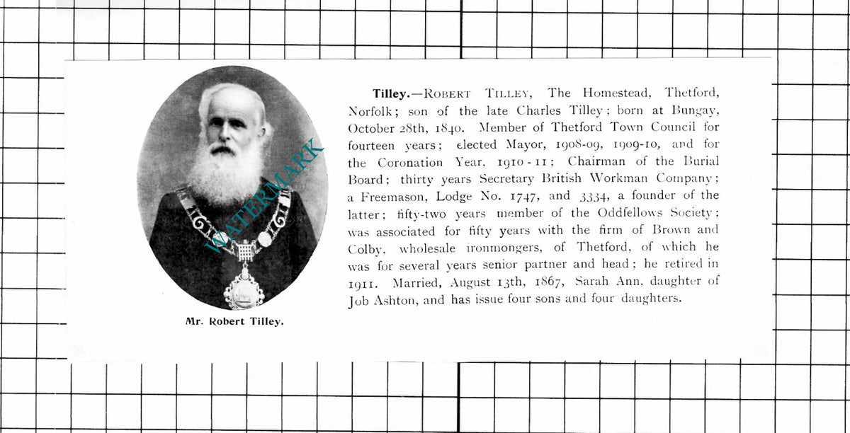 Robert Tilley Thetford Norfolk Thomas Garneys Wales Downham Market 1911 Clipping