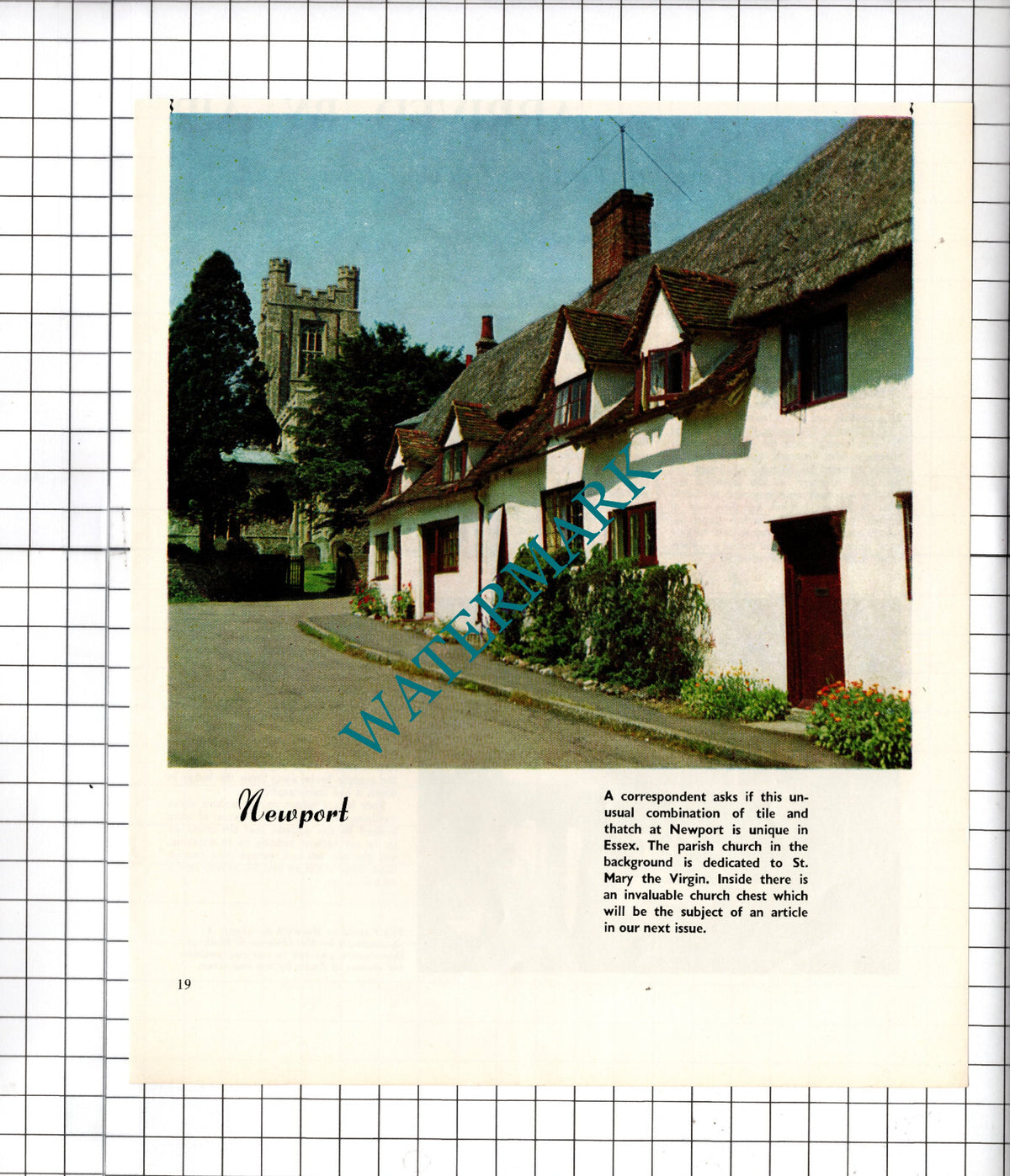 Newport Essex Thatched Cottages  -1964 Cutting