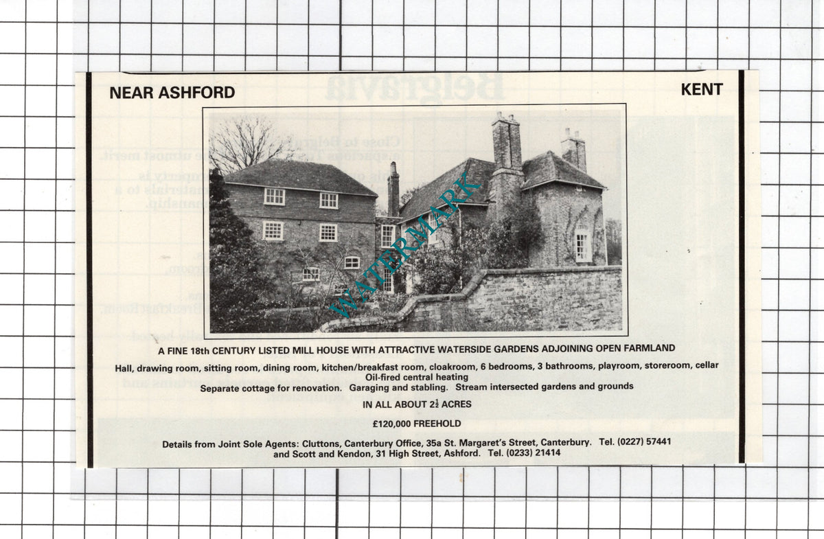 Ashford Kent Mill House Sale Advert - 1981 Cutting