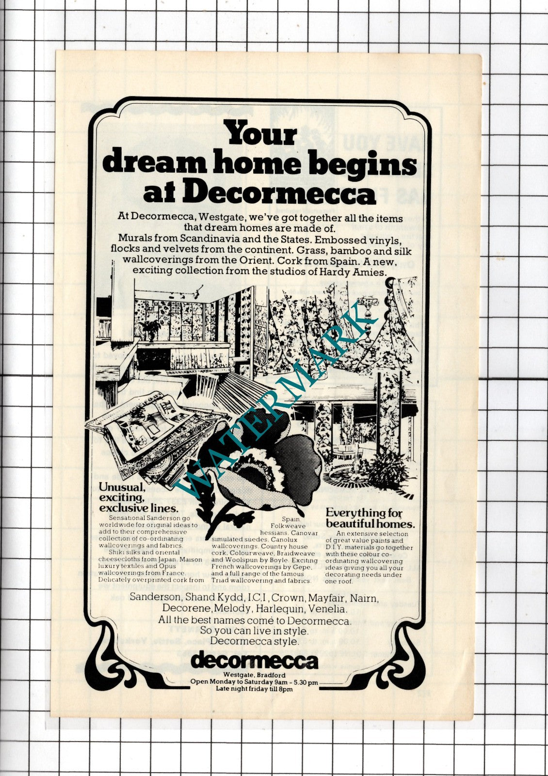 Decormecca Bradford / J W Garnett Settle Yorkshire - 1978 Small Advert