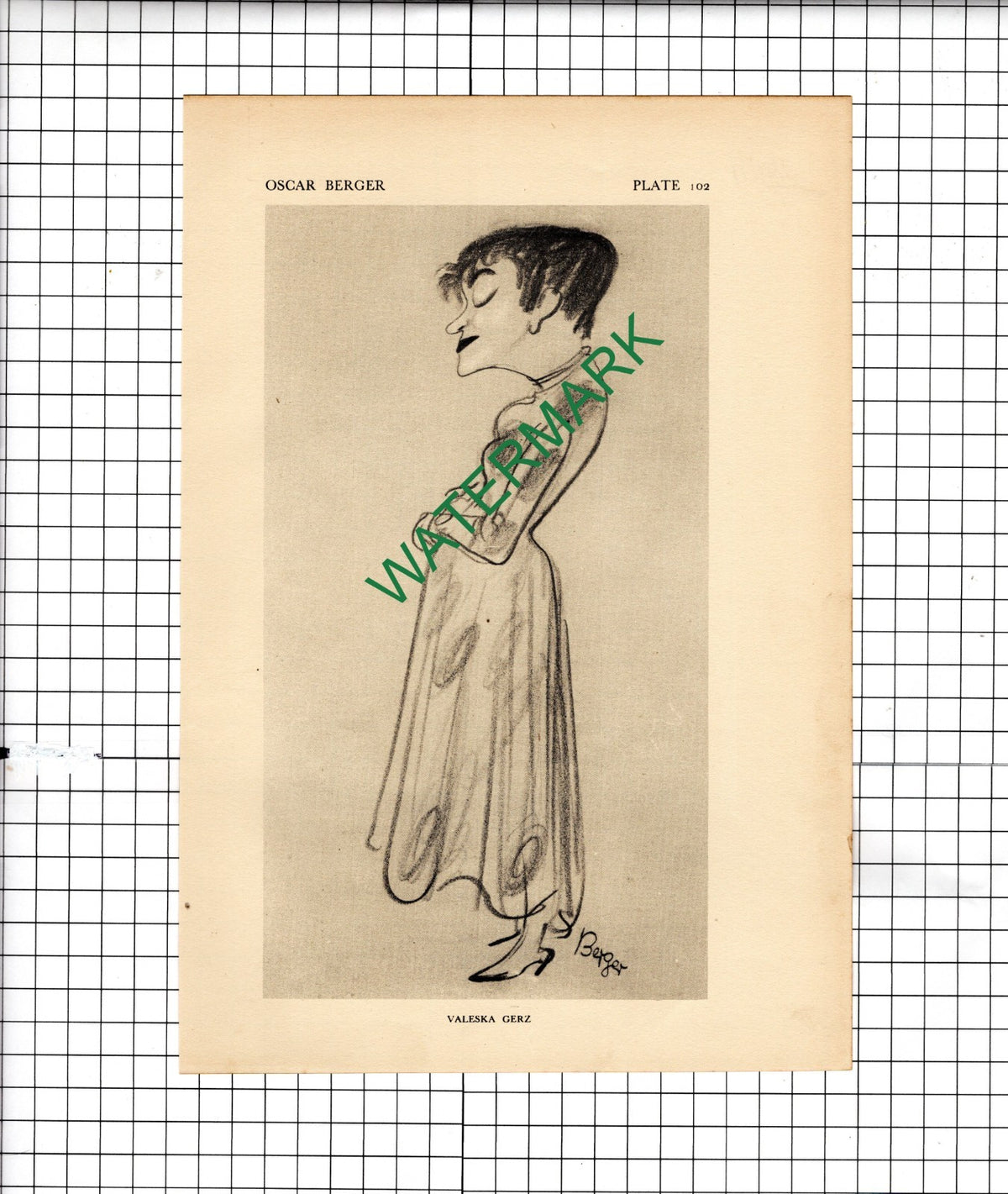 Valeska Gerz Caricature Oscar Berger  - 1928 Illustration / Print