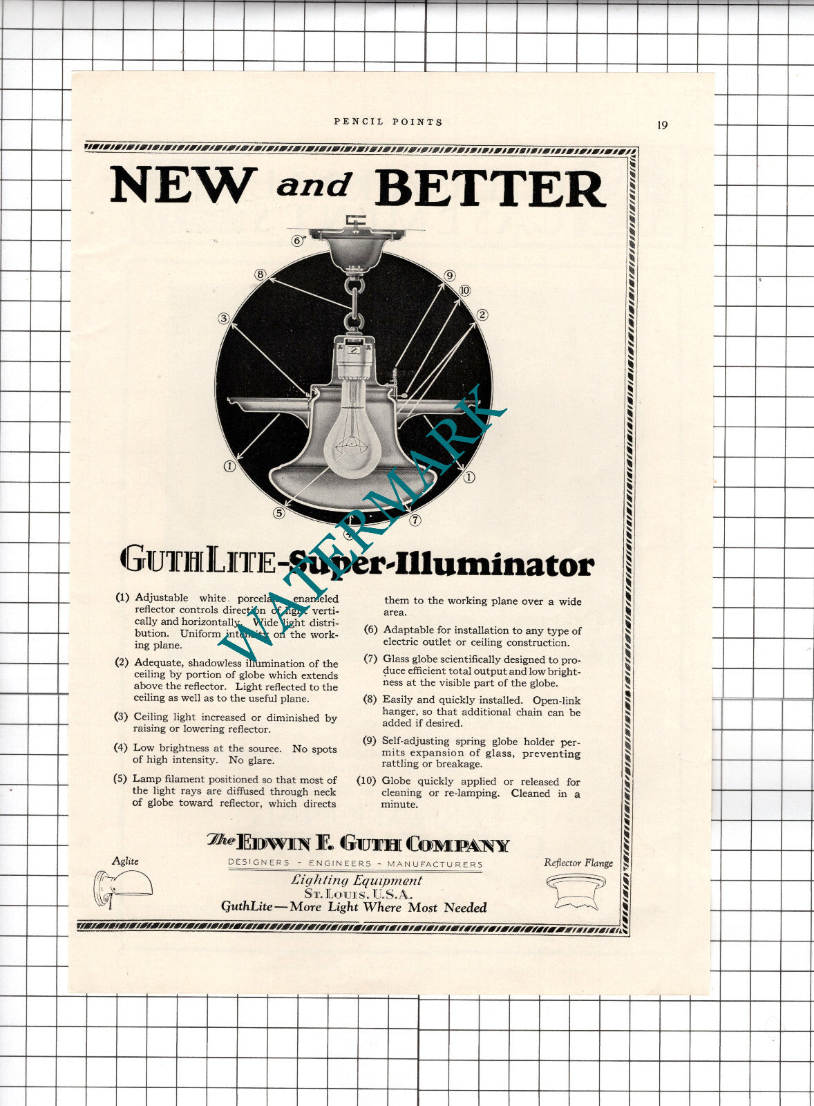 The Edwin F Guth Company St Louis USA GuthLite  - c.1927 Two-Part Advert