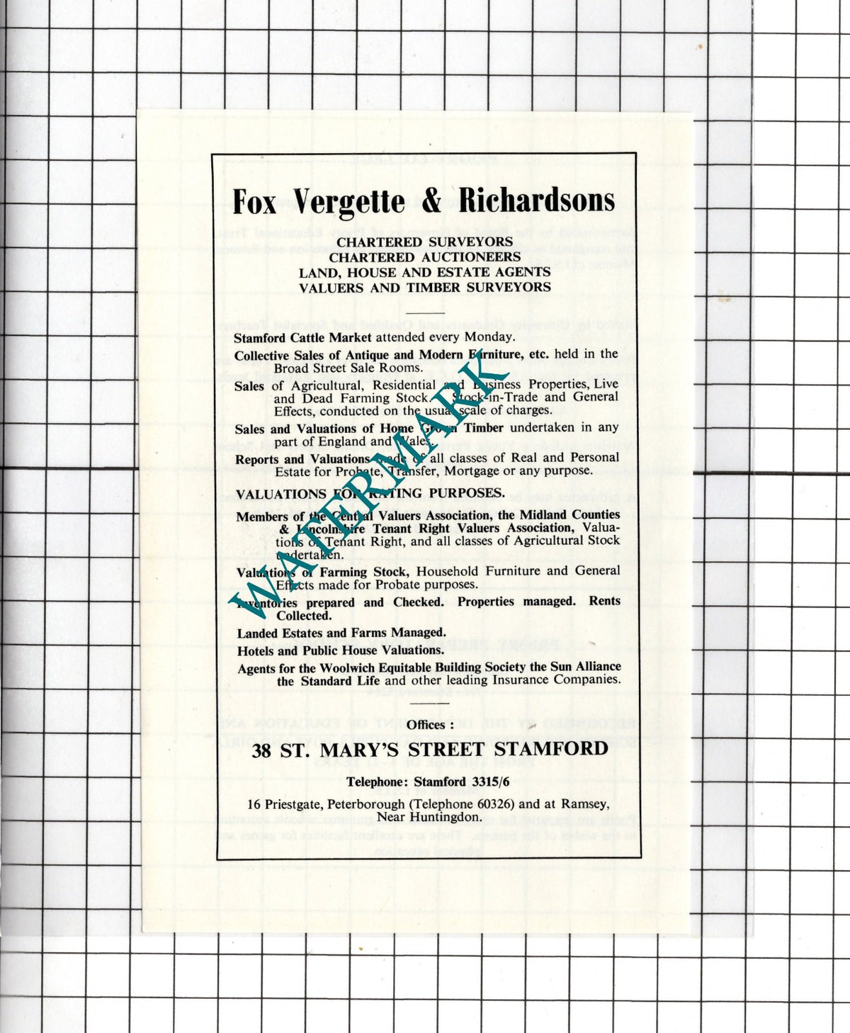Fox Vergette & Richardsons Stamford Lincolnshire - 1974 Advert