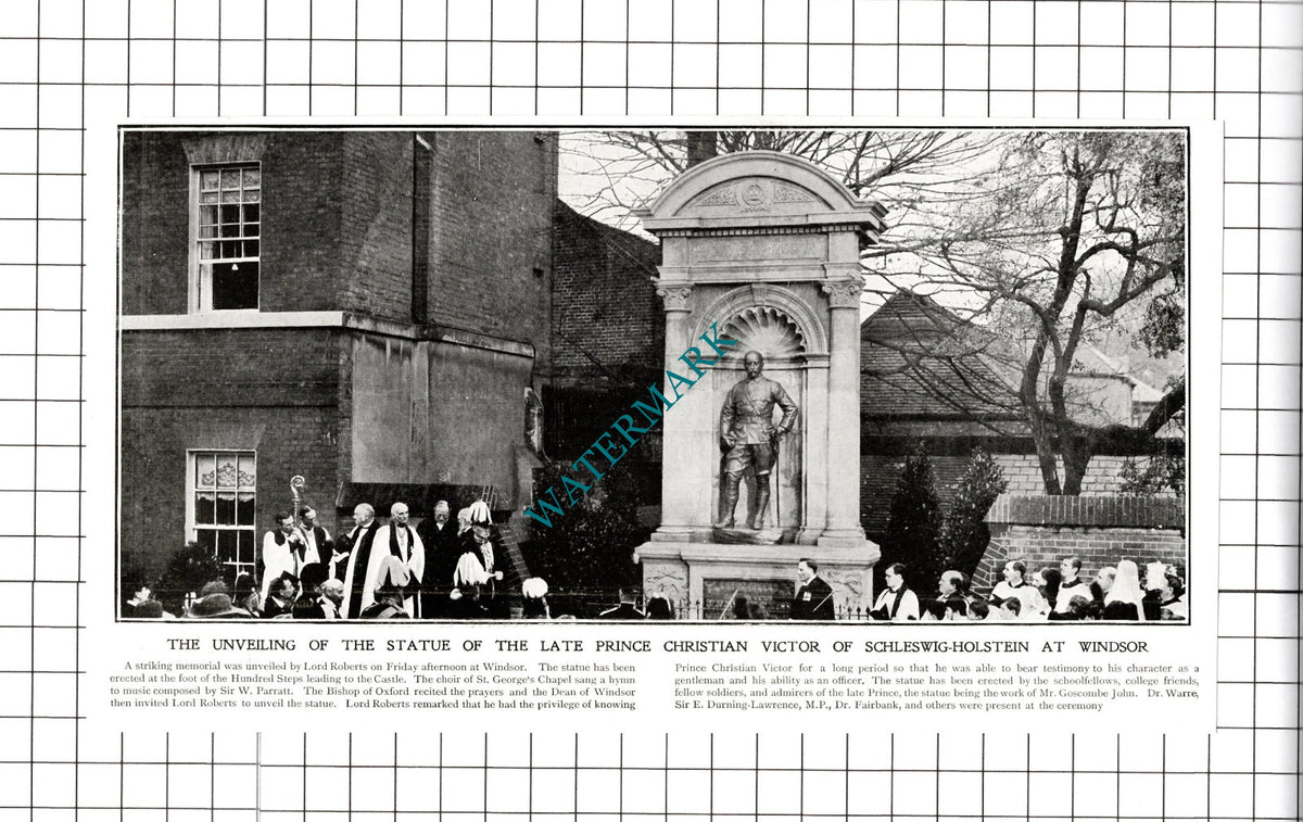 Windsor Castle Prince Christian Victor Memorial Lord Roberts Warre  1903 Cutting