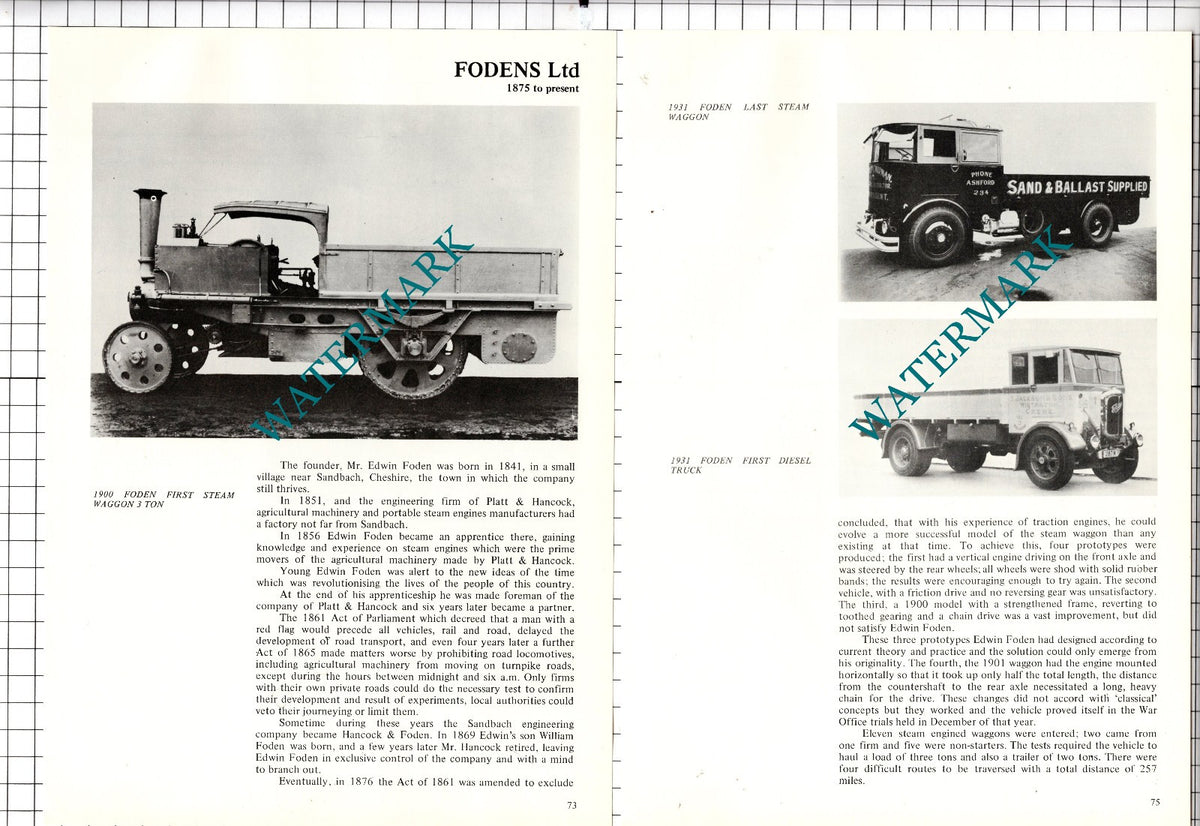 Fodens Ltd Sandbach Cheshire Mr Edwin Foden - 1979 Article
