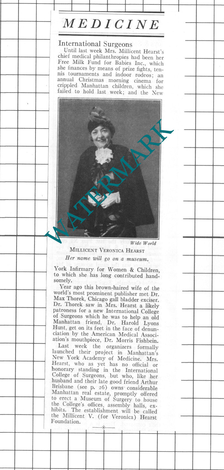 Mrs Millicent Veronica Hearst   - 1937 Clipping / Print