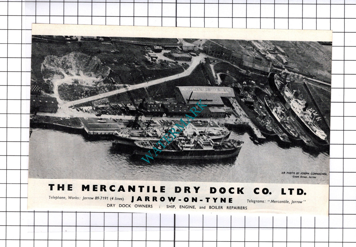 Mercantile Dry Dock Co Jarrow / Walter Kidde Co Northolt ADVERT - c.1957