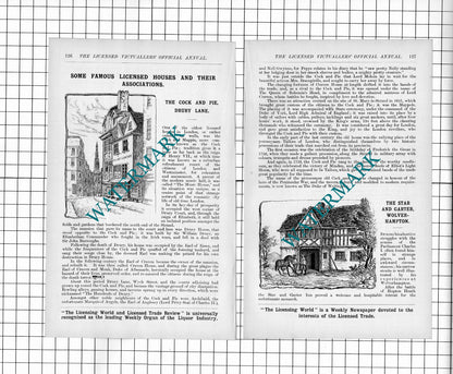 Cock and Pie Drury Lane London Star and Garter Inn Wolverhampton -1902 Article